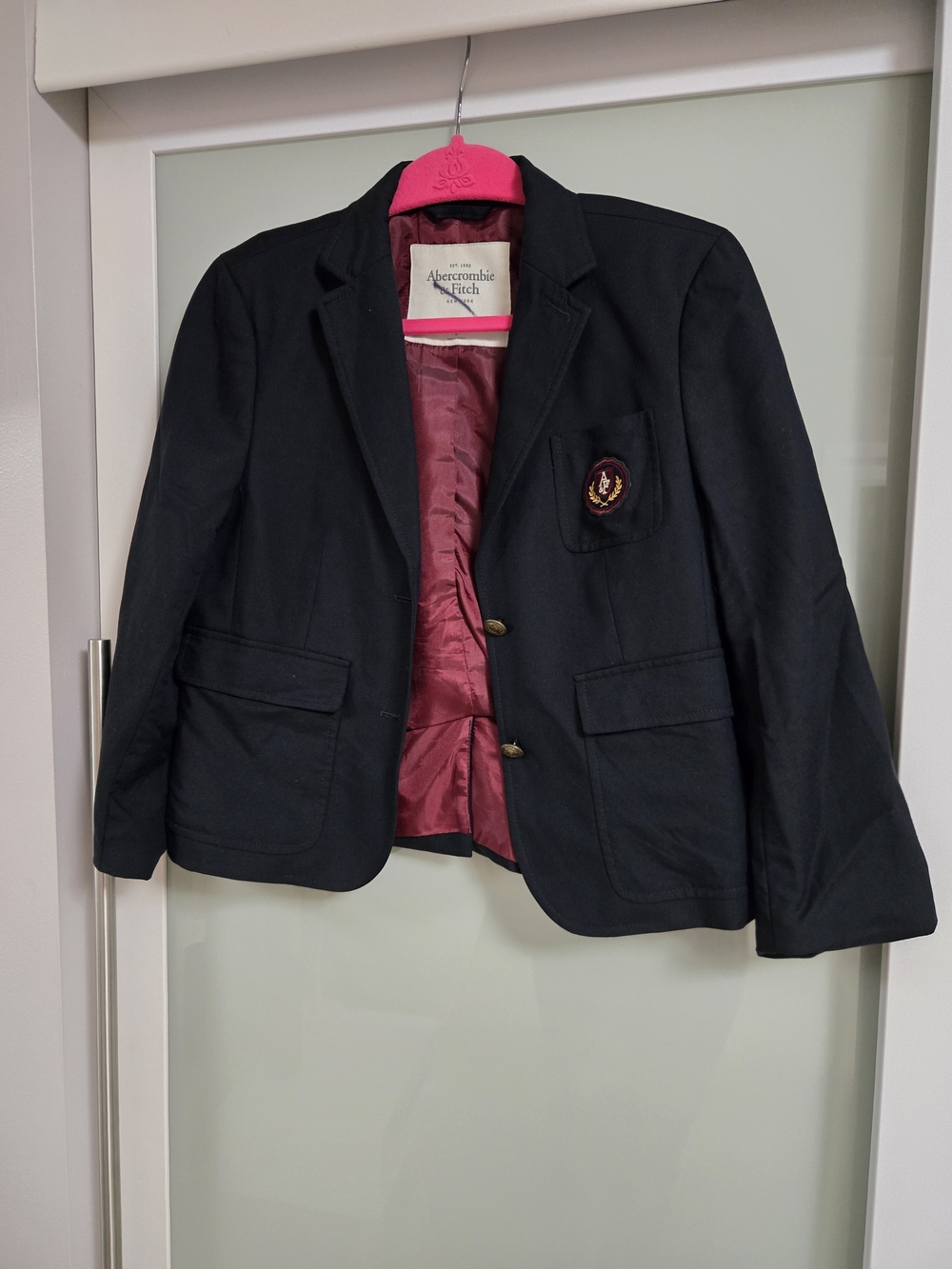 Abercrombie & Fitch Navy Blazer with Burgundy Lining